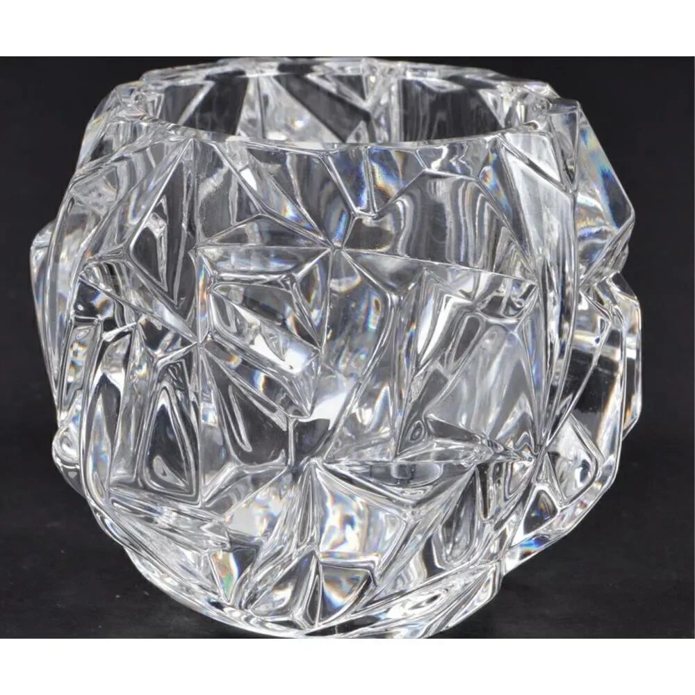 Tiffany & Co. Retired Rock Cut Crystal Glass Votive Candle Tea Light Holder MCM